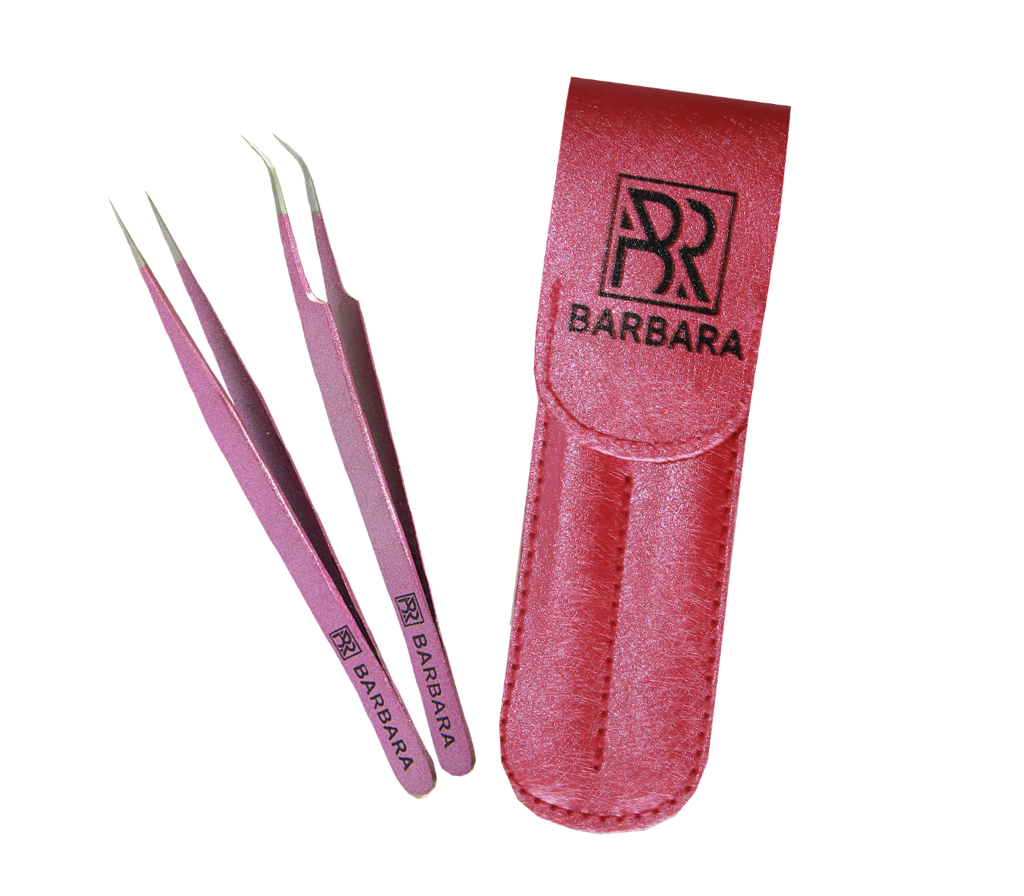 Набор пинцетов BARBARA (розовый металлик)