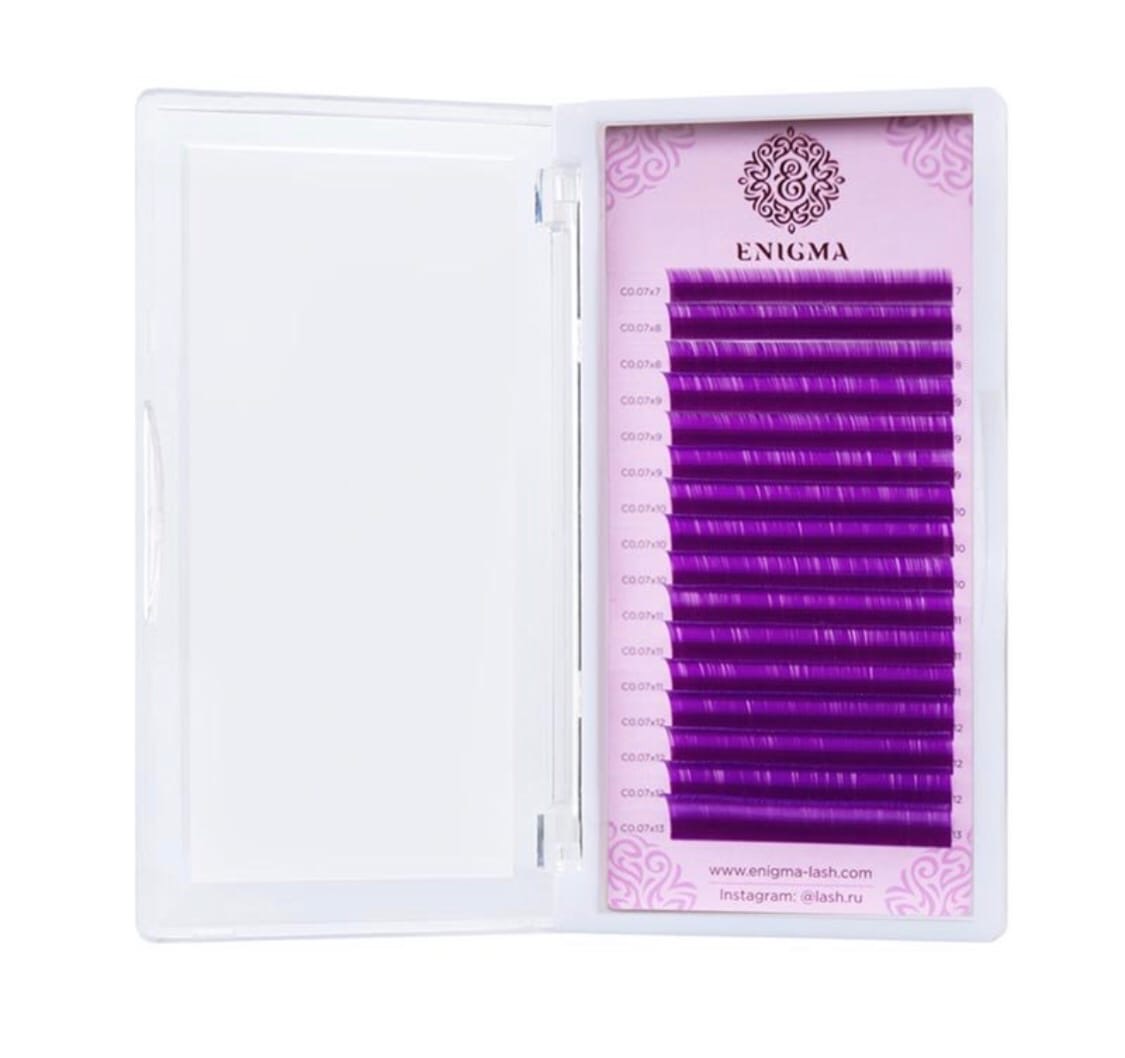 Цветные ресницы ENIGMA "Purple" МИКС (16 линий)