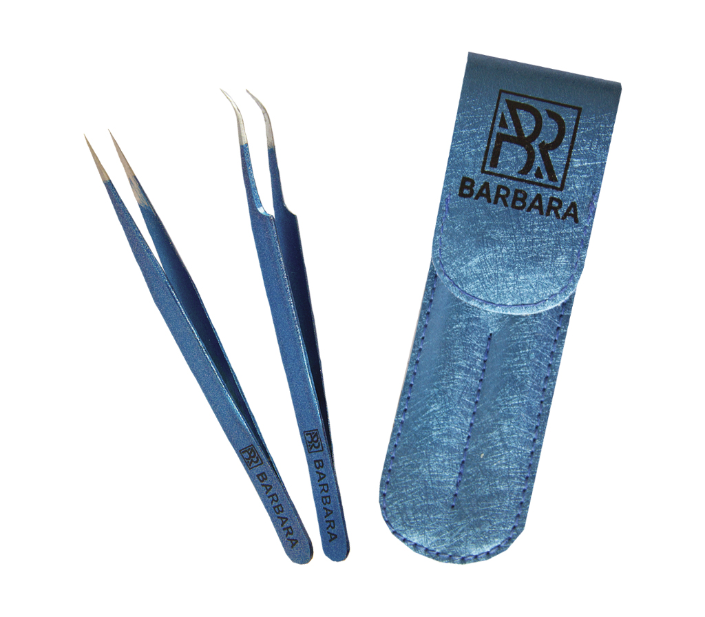 Набор пинцетов BARBARA (синий металлик)